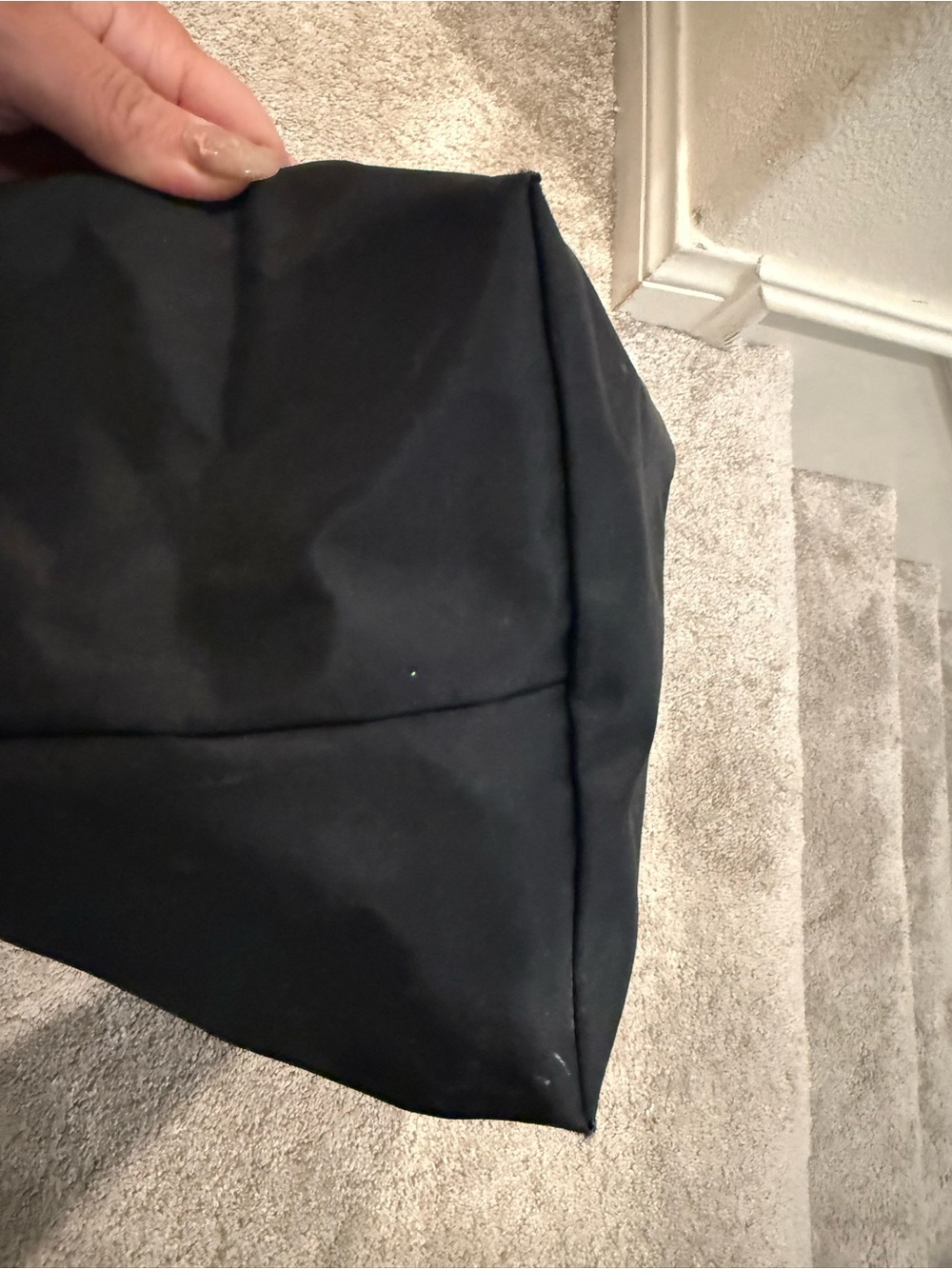 Longchamp Le Pliage Large Black Tote with Brown Leather Flap and Handle - Picture 10 of 10
